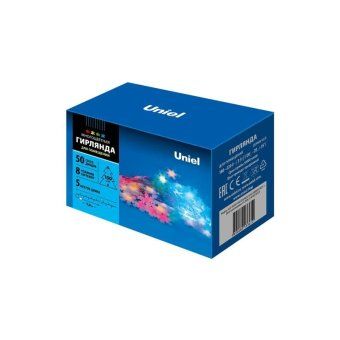 гирлянда led "снежинки-3" uld-s0500-050/dta multi ip20 snowflakes-3 5м 50 диодов разноцвет. свет провод прозр. uniel ul-00007195 от магазина Штепсель и батарейка.