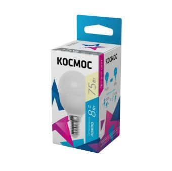 лампа светодиодная gl45 8вт e14 3000к 220в космос lksm_led8wgl45e1430 от магазина Штепсель и батарейка.