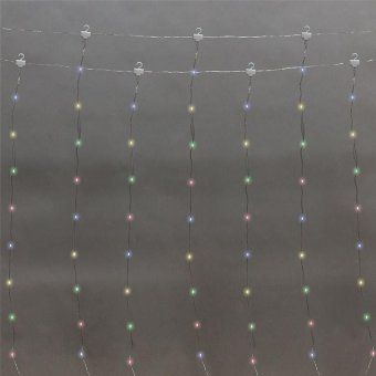 гирлянда светодиодная "роса "светодиодный дождь" 3х2м led мультиколор 12вт ip20 usb+пульт управления с крючками для крепления neon-night 315-879 от магазина Штепсель и батарейка.