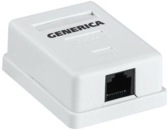 розетка компьютерная 1-м оп rj45 кат.5e utp generica cs2-1c5eu-12-g от магазина Штепсель и батарейка.