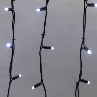 гирлянда светодиодная "айсикл" (бахрома) 4х0.6м 128led бел. 10вт 230в ip67 эффект мерцания провод каучук черн. (нужен шнур питания 315-000) neon-night 255-235 от магазина Штепсель и батарейка. - фото_4