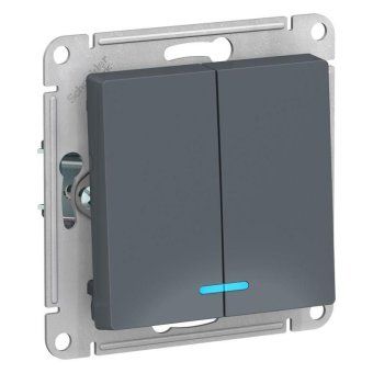 выключатель 2-кл. сп atlasdesign 10а ip20 (сх. 5а) 10ax с подсветкой механизм грифель se atn000753 от магазина Штепсель и батарейка.