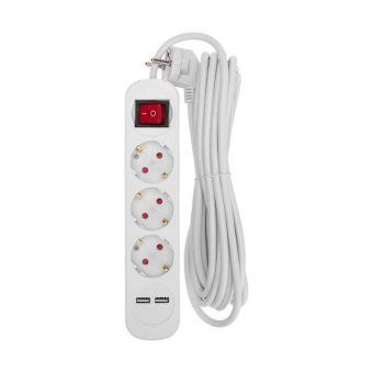 удлинитель 3х5м с заземл. standard 2хusb 3х1кв.мм с выкл. бел. rexant 13-4017 от магазина Штепсель и батарейка.