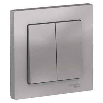 выключатель 2-кл. сп atlasdesign 10а ip20 (сх. 5) 10ax в сборе алюм. se atn000352 от магазина Штепсель и батарейка.