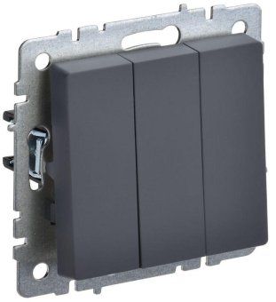 выключатель 3-кл. сп brite вс10-3-0-брг 10а механизм графит iek br-v30-0-10-k53 от магазина Штепсель и батарейка.