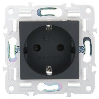 розетка skandy 16а с заземл. защ. шторки безвинт. крепл. sk-r06g графит iek sk-r14-16-1-k53 от магазина Штепсель и батарейка. - фото_2
