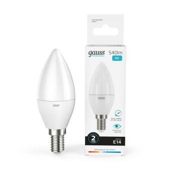 лампа светодиодная elementary 8вт свеча 4100к нейтр. бел. e14 540лм gauss 33128 от магазина Штепсель и батарейка. - фото_10