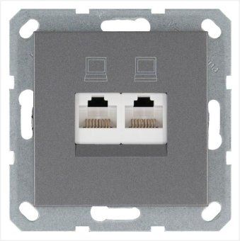 розетка компьютерная 2-м rj45 ip20 кат. 5e механизм алюм. jasmart g6106s от магазина Штепсель и батарейка.