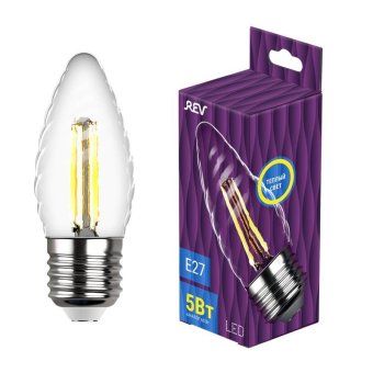 лампа светодиодная филаментная premium (filament) 5вт tc37 свеча витая 2700к тепл. e27 480лм rev 32426 3 от магазина Штепсель и батарейка.