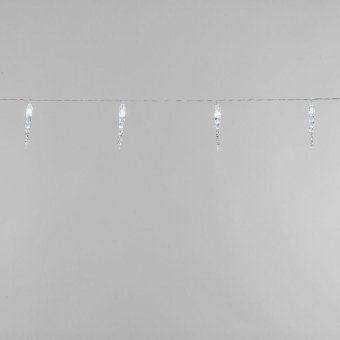 гирлянда светодиодная "сосульки" 1.5м 10led бел. 0.1вт ip20 провод пвх прозр. элементы питания 2хaa (не в компл.) neon-night 303-094 от магазина Штепсель и батарейка.