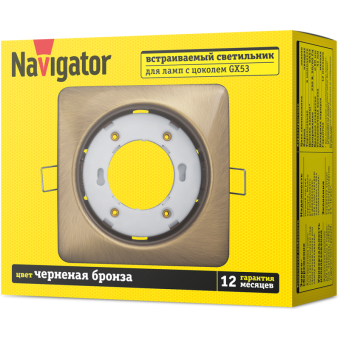 светильник 93 025 ngx-s2-007-gx53 квадрат черн. бронза navigator 93025 от магазина Штепсель и батарейка. - фото_3