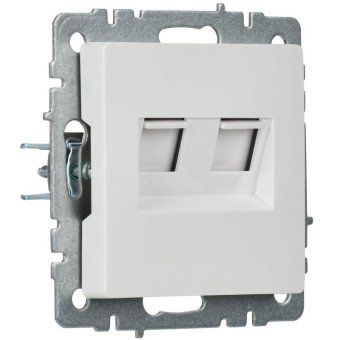 розетка компьютерная двойн. сп rj45 кат.5e brite рк10-2-брб механизм бел. iek br-k20-1-k01 от магазина Штепсель и батарейка. - фото_5
