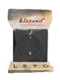 розетка 1-м оп leto с заземл. пбт черн. бархат lezard 752-4200-122b от магазина Штепсель и батарейка. - фото_2