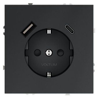 розетка 1-м сп s70 16а с usb a+с с заземл. защ. шторки механизм графит voltum vls040507 от магазина Штепсель и батарейка. - фото_2
