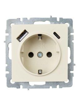 розетка brite рюш11-1-бркр 16а с usb a+c 18вт с заземл. защ. шторки механизм беж. iek br-r14-16-u22-018-k10 от магазина Штепсель и батарейка. - фото_2