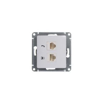 розетка компьютерная + телефонная 2-м сп glossa rj45 + rj11 кат.5e механизм бел. se gsl000185 от магазина Штепсель и батарейка. - фото_6