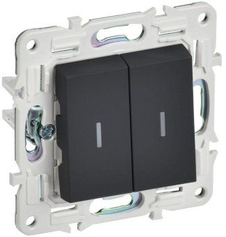 выключатель 2-кл. skandy 10а sk-v09g с индикацией графит iek sk-v20-1-10-k53 от магазина Штепсель и батарейка.