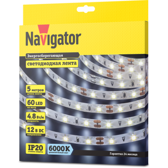 лента светодиодная 71 762 nls-3528cw60-4.8-ip20-12v r5 4.8вт/м (уп.5м) navigator 71762 от магазина Штепсель и батарейка. - фото_2