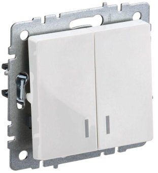 выключатель 2-кл. сп brite вс10-2-1-брб 10а с индик. механизм бел. iek br-v20-1-10-k01 от магазина Штепсель и батарейка. - фото_2