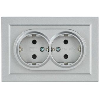 розетка 2-м сп brite рсш12-3-бра 16а в сборе с заземл. защ. шторки алюм. iek br-r24-16-k47-f от магазина Штепсель и батарейка.