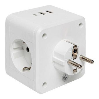 разветвитель 3-м куб 2 гнезда 2хusb 2.4а + тип c + ночник ekf uba-cub-t2-tc от магазина Штепсель и батарейка. - фото_2