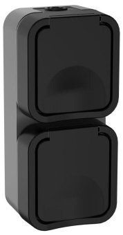 розетка 2-м оп tors 16а ip55 ts132 вертик. с заземл. с крышкой графит iek ts-r26-16-55-v-k53 от магазина Штепсель и батарейка.
