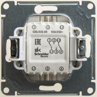 переключатель проходной 2-кл. сп glossa 10а ip20 (сх. 6/2) 10ax механизм перламутр se gsl000665 от магазина Штепсель и батарейка. - фото_2