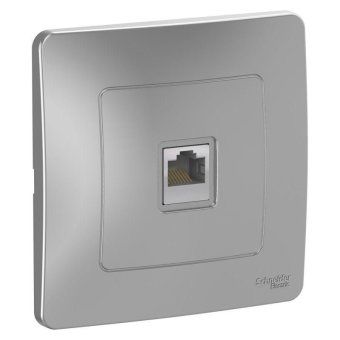 розетка компьютерная 1-м сп blanca rj45 кат.5e алюм. se blnis045003 от магазина Штепсель и батарейка.