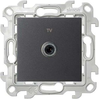 розетка телевизионная одиночная tv сп simon 24 ip20 механизм графит simon 2450477-038 от магазина Штепсель и батарейка.
