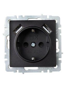 розетка brite рюш10-2-брч 16а с usb a+a 3.1а с заземл. защ. шторки механизм черн. iek br-r14-16-u21-d31-k02 от магазина Штепсель и батарейка. - фото_2