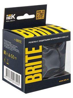 розетка brite рюш11-1-брч 16а с usb a+c 18вт с заземл. защ. шторки механизм черн. iek br-r14-16-u22-018-k02 от магазина Штепсель и батарейка. - фото_6