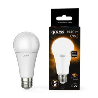 лампа светодиодная black 16вт a60 грушевидная 3000к тепл. бел. e27 1440лм gauss 102502116 от магазина Штепсель и батарейка. - фото_3