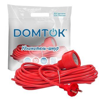 удлинитель-шнур 1х10м без заземл. 10а ip20 2.2квт пвс 2х1 domtok 2488 от магазина Штепсель и батарейка. - фото_3