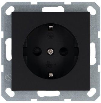 розетка 1-м shuko 16а ip20 с заземл. защ. шторки механизм черн. матов. soft touch jasmart g5501pb от магазина Штепсель и батарейка.