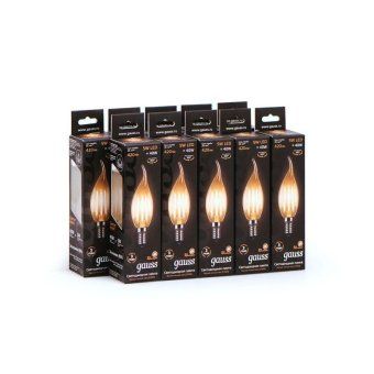 лампа светодиодная филаментная black filament 5вт свеча на ветру 2700к тепл. бел. e14 420лм gauss 104801105 от магазина Штепсель и батарейка. - фото_2