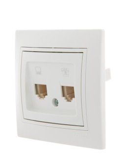 розетка компьютерная + телефонная 2-м сп mira rj45 + rj11 бел./бел. lezard 701-0202-143 от магазина Штепсель и батарейка. - фото_2