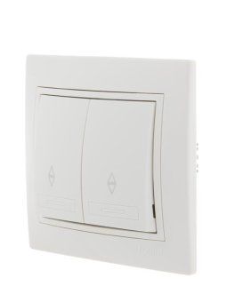 переключатель проходной 2-кл. сп mira 10а ip20 с бел.вставкой бел. lezard 701-0202-106 от магазина Штепсель и батарейка. - фото_5