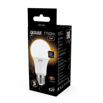 лампа светодиодная black 12вт a60 грушевидная 3000к тепл. бел. e27 1150лм gauss 102502112 от магазина Штепсель и батарейка. - фото_3