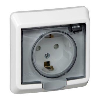 розетка 1-м сп этюд 16а ip44 250в с заземл. защ. шторки бел. se pc16-044b от магазина Штепсель и батарейка.