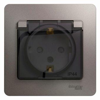 розетка 1-м сп glossa 16а ip44 250в с заземл. защ. шторки с крышкой в сборе платина se gsl001248 от магазина Штепсель и батарейка.