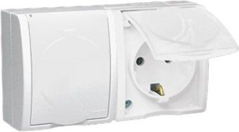 розетка 2-м оп simon15 16а ip54 250в с заземл. с крышкой винт. клеммы бел. simon 1594433-030 от магазина Штепсель и батарейка.