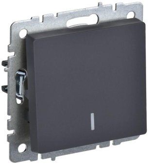 выключатель 1-кл. сп brite вс10-1-1-брг 10а с индик. механизм графит iek br-v10-1-10-k53 от магазина Штепсель и батарейка.