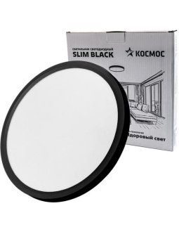 светильник светодиодный slim black 28вт 4500к ip40 2398лм 230в 300х25мм космос kslim28w_b4500k от магазина Штепсель и батарейка.