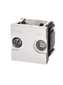 розетка телевизионная одиночная tv/r/sat 2мод. zenit с накладкой бел. abb 2cla225130n1101 от магазина Штепсель и батарейка.