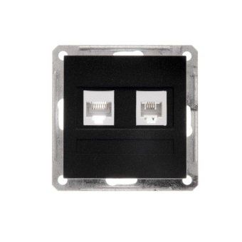 розетка компьютерная + телефонная 2-м сп w59 rj45 + rj11 кат.5e 1а механизм черн. бархат se rsi-251tk5e-6-86 от магазина Штепсель и батарейка.