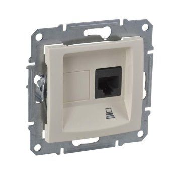 розетка компьютерная 1-м сп sedna rj45 кат.5e utp неэкранир. механизм беж. sche sdn4300147 от магазина Штепсель и батарейка.
