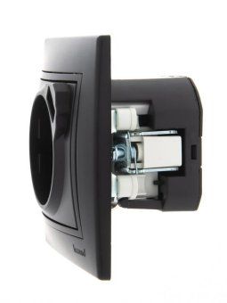 розетка 1-м сп mira 16а с заземл. + usb разъем черн. бархат lezard 701-4242-181 от магазина Штепсель и батарейка. - фото_3