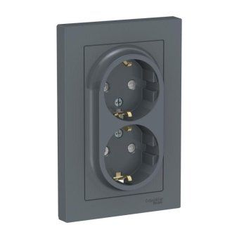 розетка 2-м сп atlasdesign 16а ip20 с заземл. защ. шторки в сборе грифель se atn000726 от магазина Штепсель и батарейка.