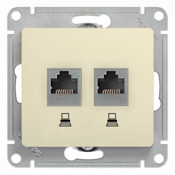 розетка компьютерная 2-м glossa rj45 кат.5e механизм беж. se gsl000285kk от магазина Штепсель и батарейка.