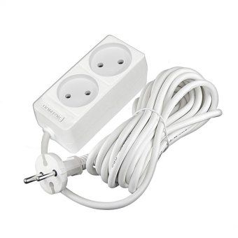 удлинитель 2х5м без заземл. 10а ip20 2.2квт пвс 2х1 бел. domtok 2347 от магазина Штепсель и батарейка. - фото_3